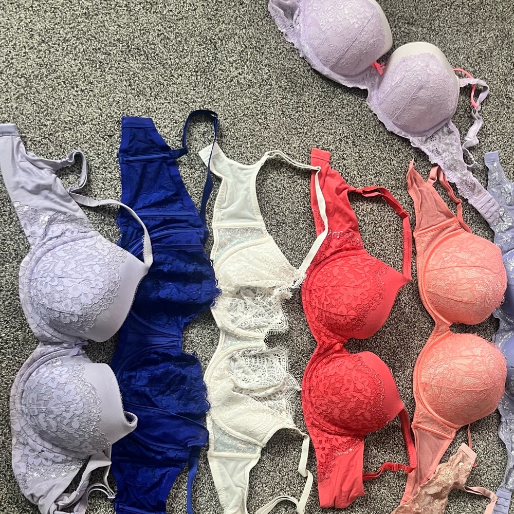 Victoria's Secret Lace Bra Collection - Purple, Blue, White, Red, Pink